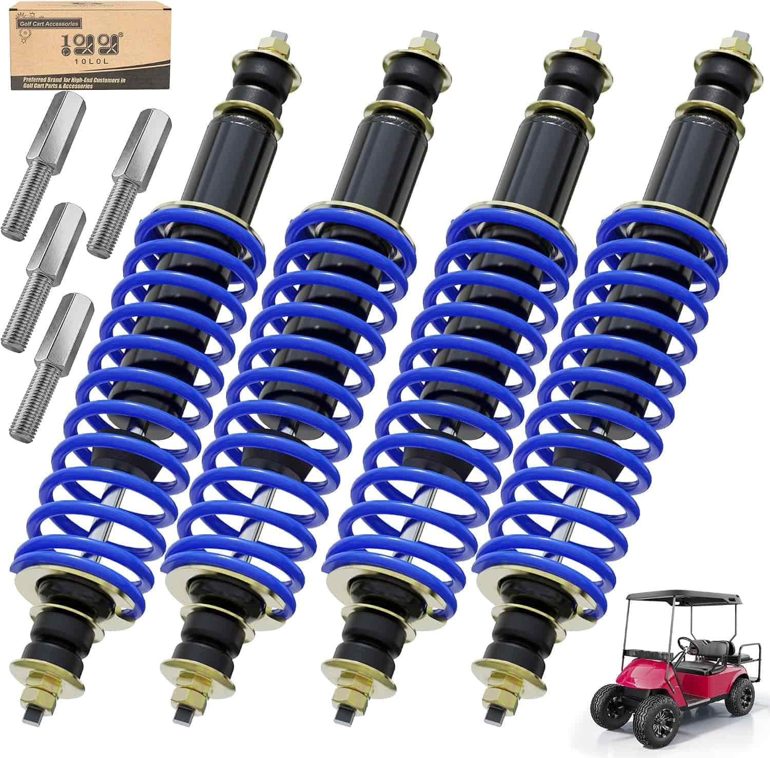 10L0l Heavy-Duty Golf Cart Shock Absorber Set For Lifted Ezgo Txt (4-Pack With Extension Rods)