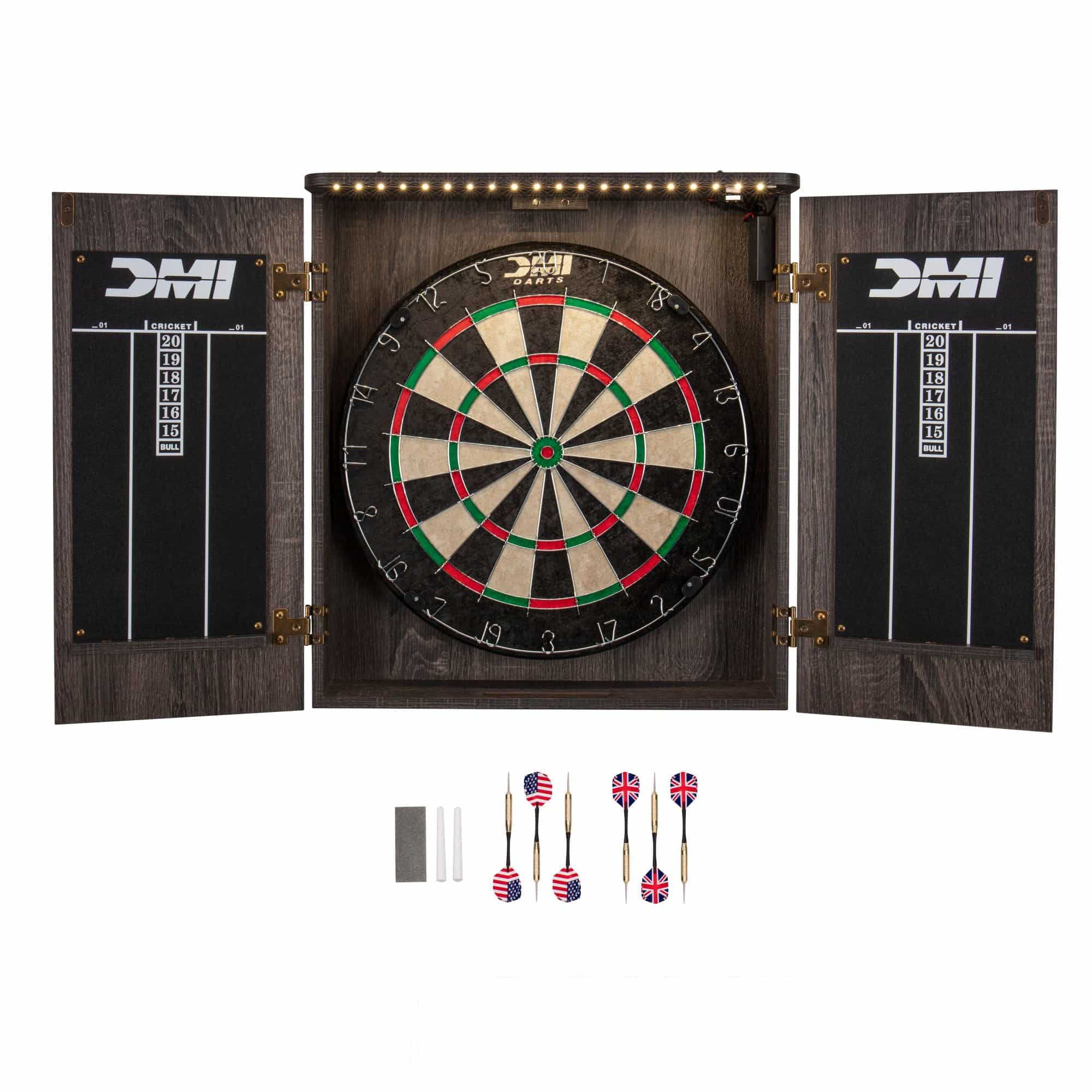 Paris Lighted Dartboard Cabinet Set