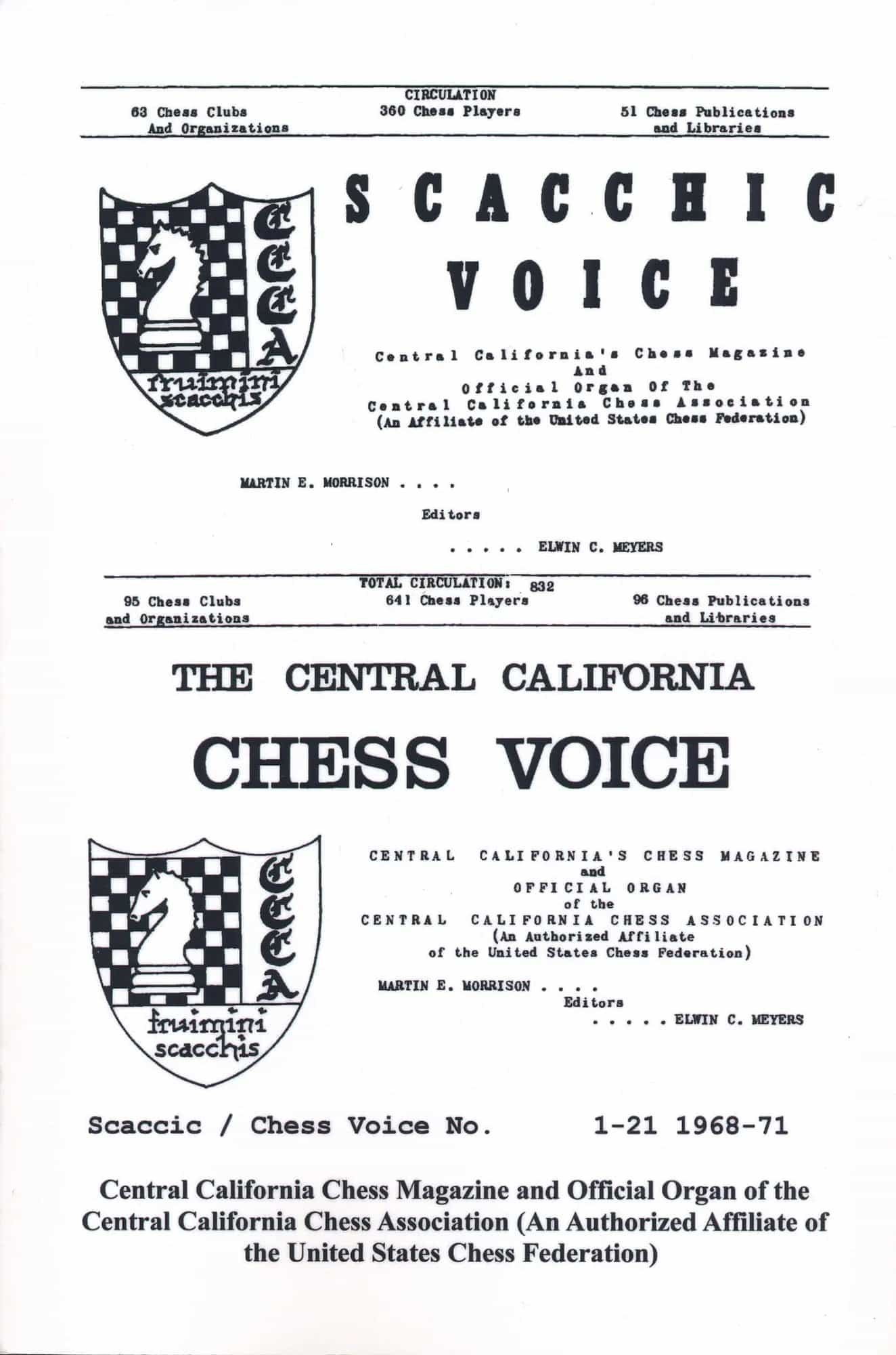Scaccic / Chess Voice No. 1-21 - 1968-1971