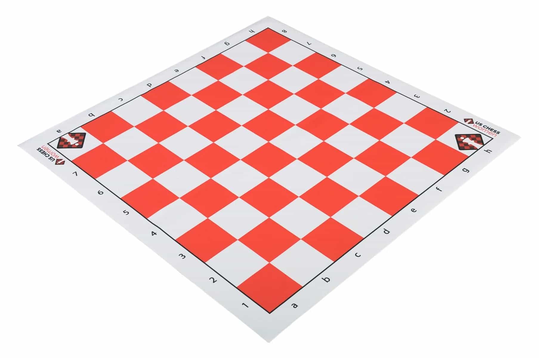 Us Chess Women - Full Color Thin Mousepad Chess Board - Red/White