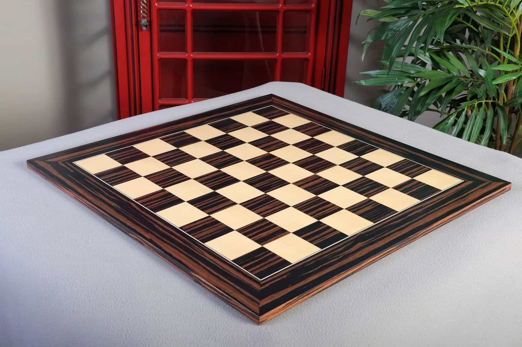 Macassar Ebony & Maple Standard Traditional Chess Board - Satin Finish