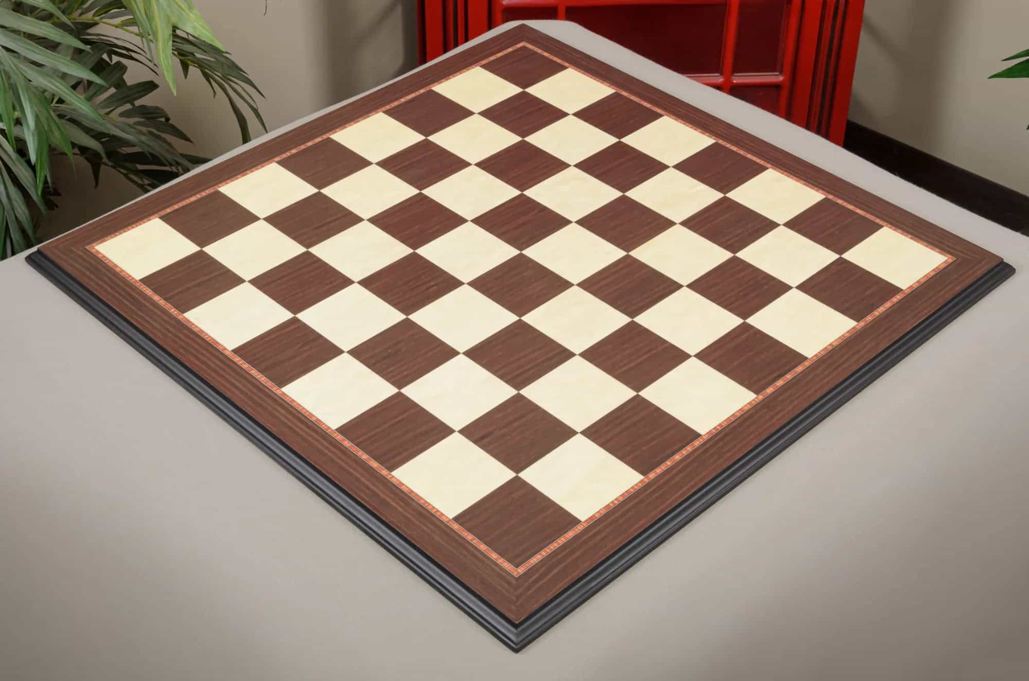 Striped Ebony And Bird's Eye Maple Standard Traditional Chess Board - 3" Squares