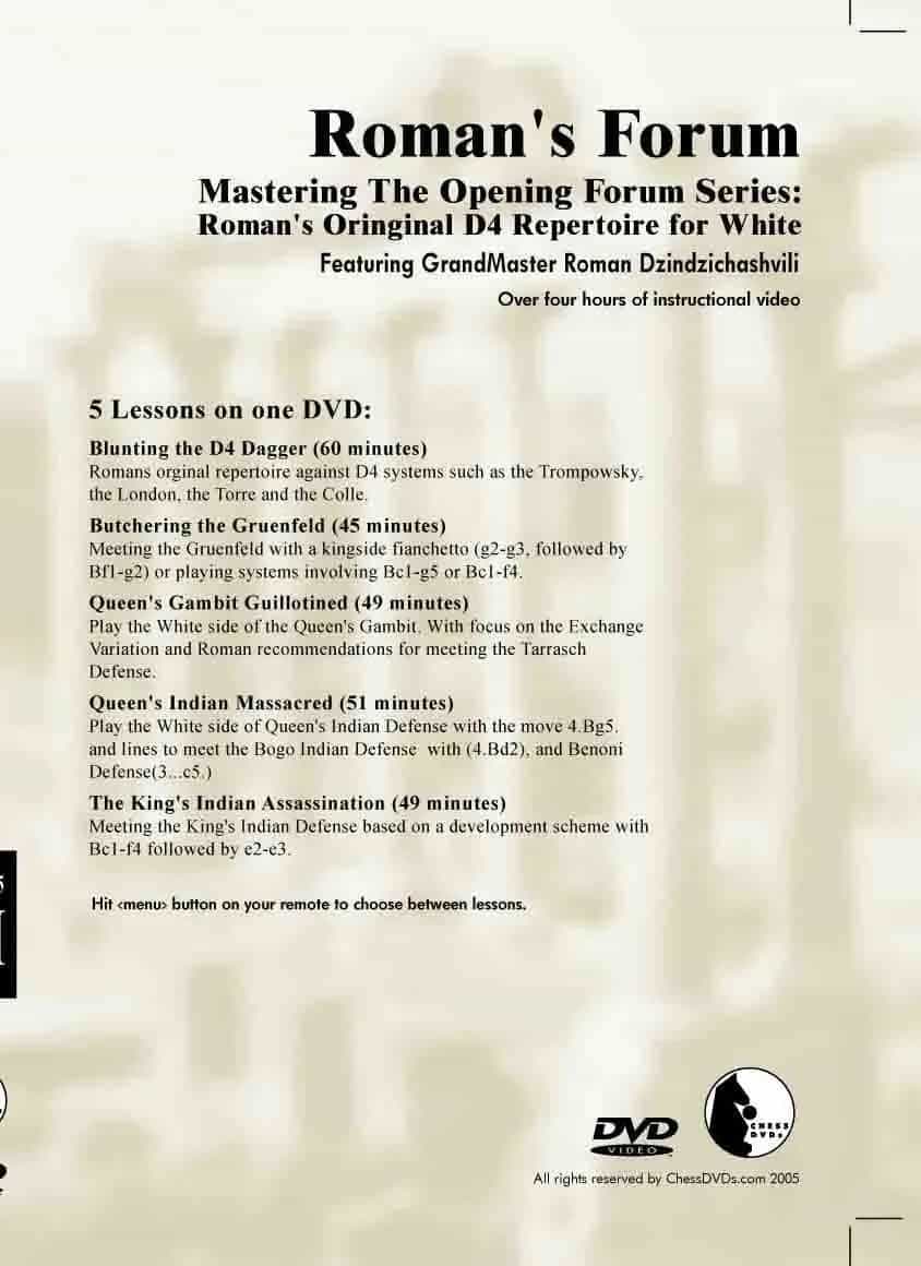 E-Dvd Roman's Lab - Volume 35 - Mastering The Opening Forum Series - Romans Original D4 Repertoire For White