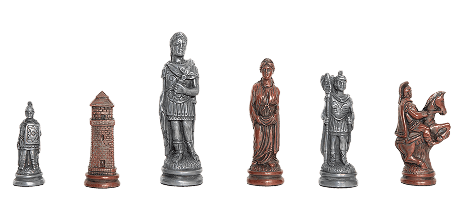 Roman Themed Chess Pieces - 4.25" King - Metallic