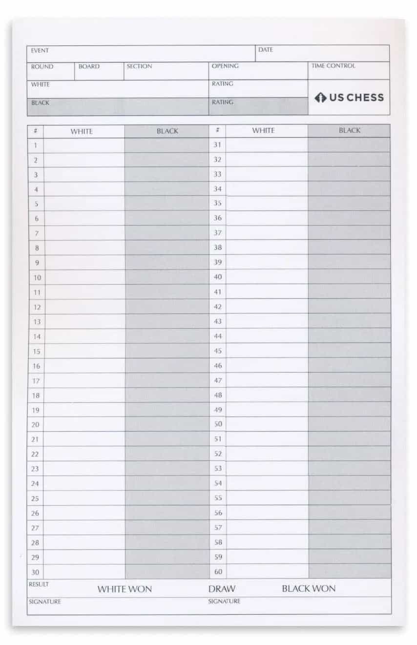 Chess Players Score Pad