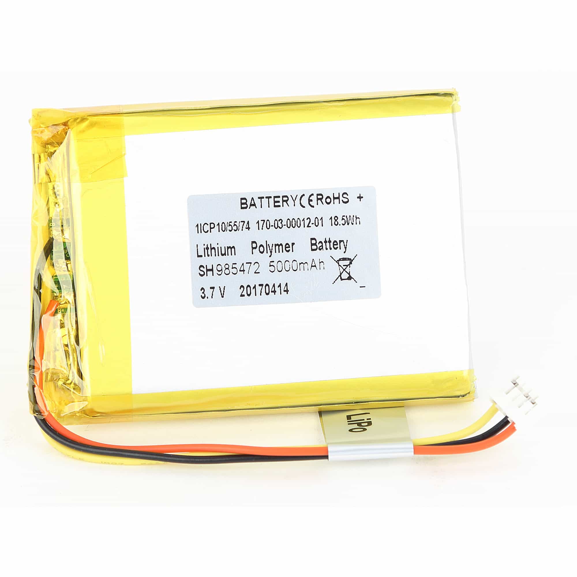 Rechargable Battery,Lipo, 5000Mah/ 3.7V, Icg