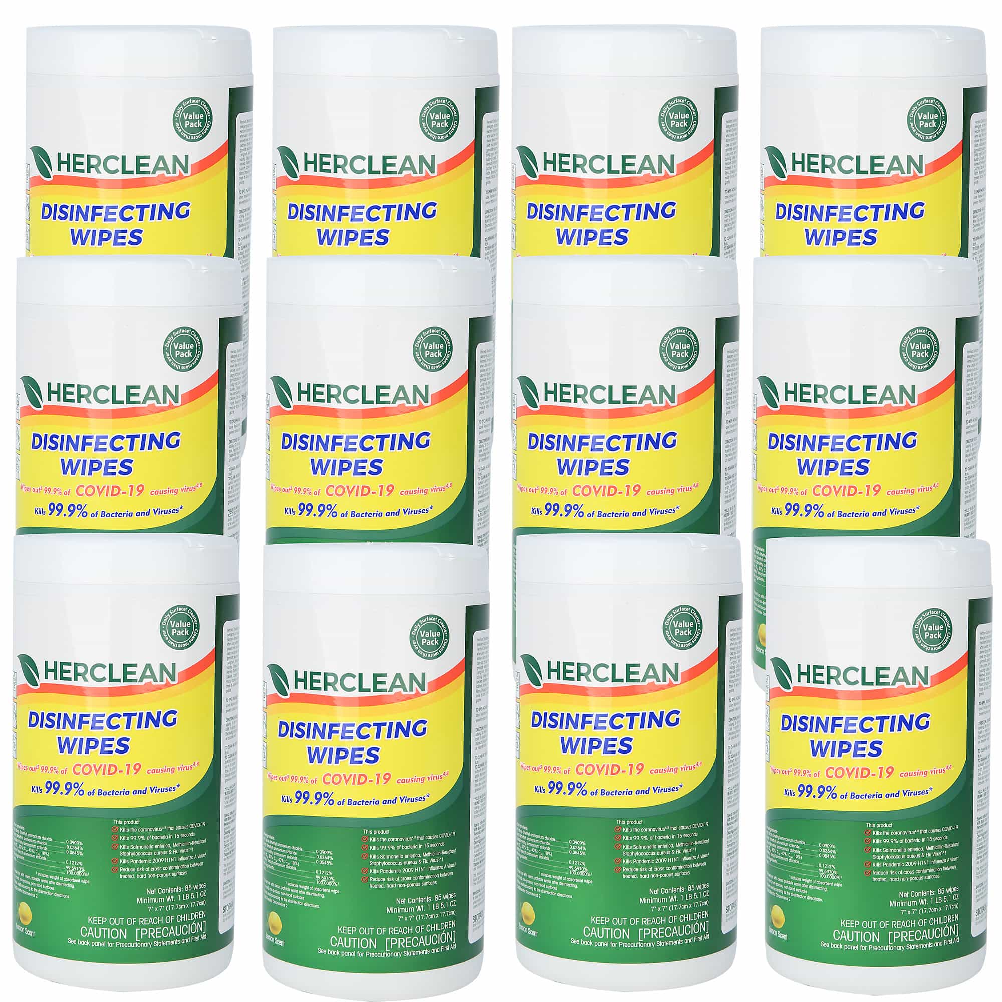 Disinfecting Wipes - 7"X7" - Each Canister Contains 85 Wipes. Case Of 12 Canisters