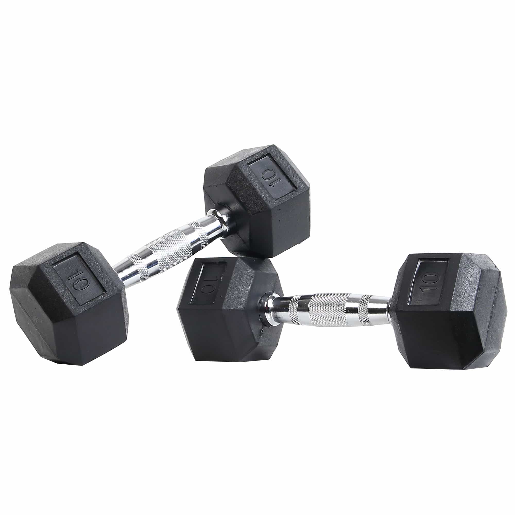 Rubber Hex Dumbbell With Ergo Handles, 10Lbs, Pair
