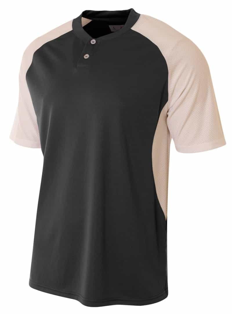 Youth 2-Button Henley W/ Contrast Stretch Mesh