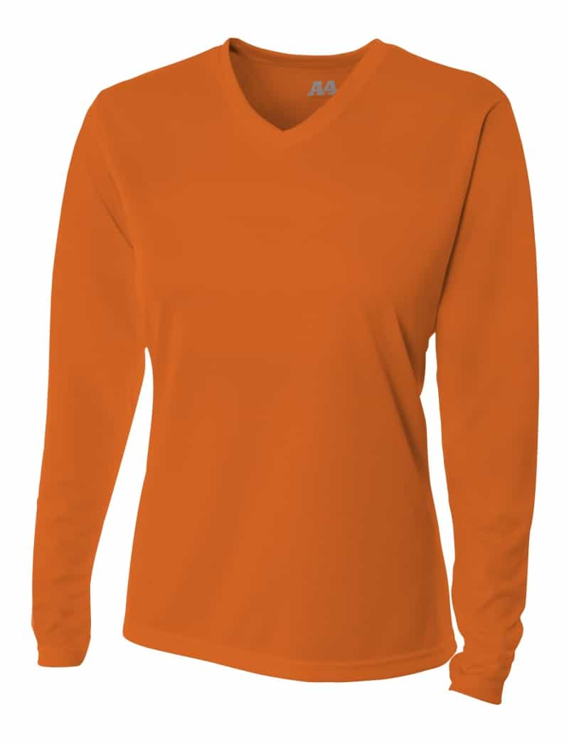 Women's Long Sleeve V-Neck Birds Eye Mesh Tee