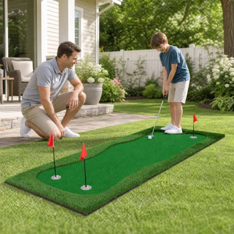 10 x 3.5Ft Golf Putting Green with 3 Hole Cups and 3 Flags