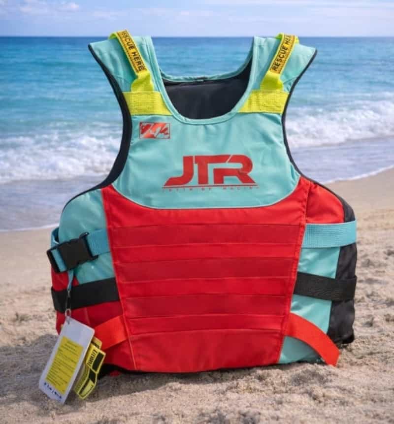 USCG JTR Series Side-Entry Vest - Aqua/Red