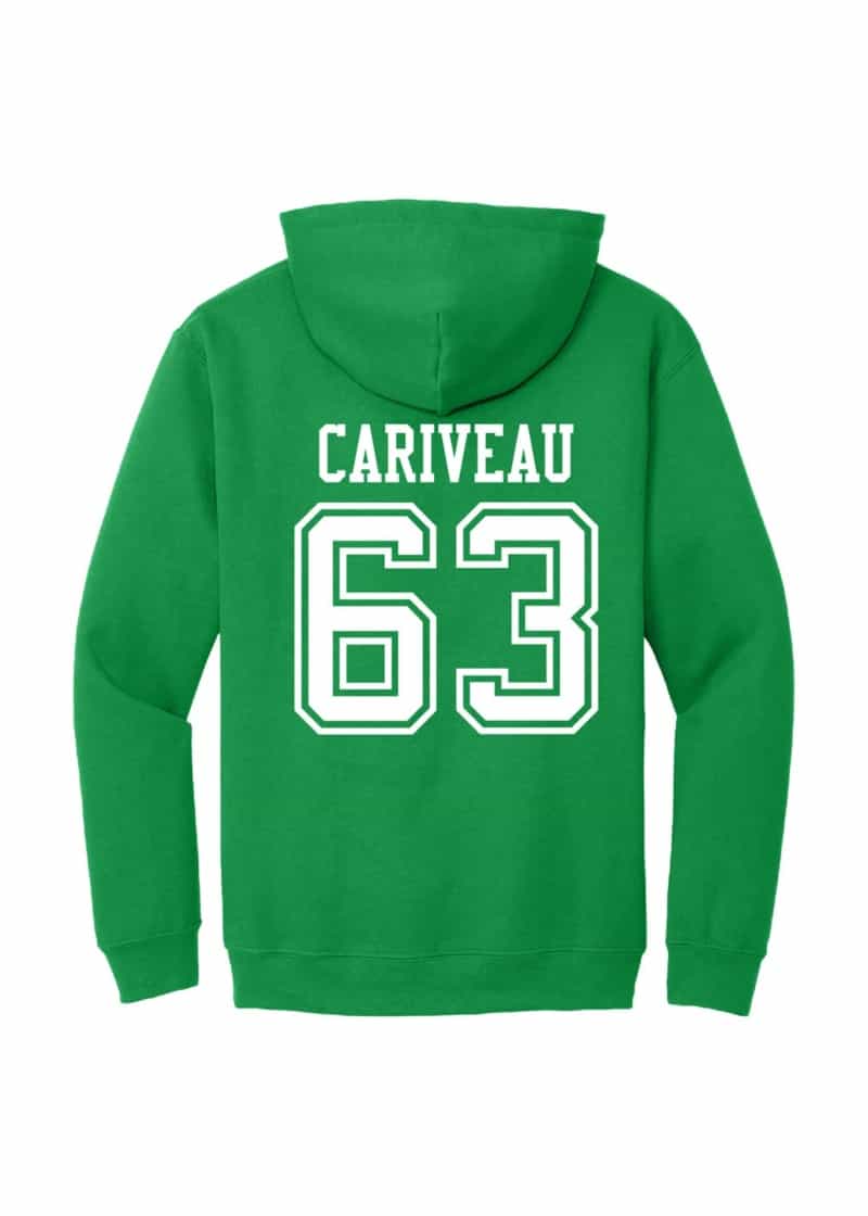 #63 Isaac Cariveau North Dakota Football Sport Youth Hood