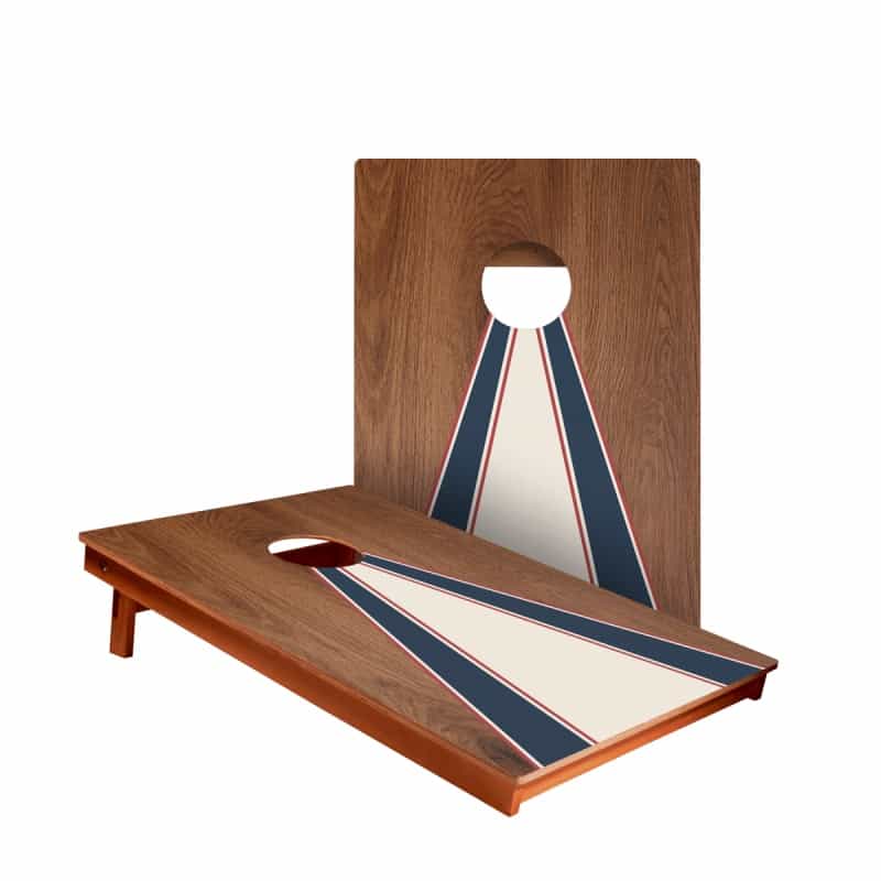 Classic Triangle Stripes Blue Mauve Ivory Cornhole Boards