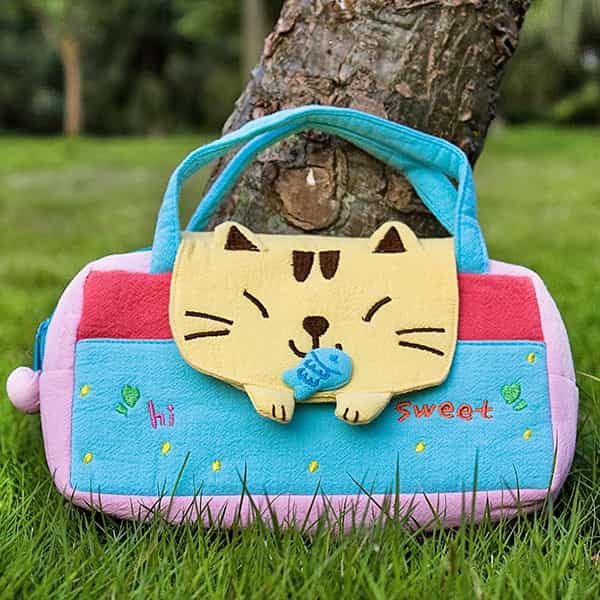 Embroidered Applique Kids Mini Handbag / Cosmetic Bag - Sweet Cat