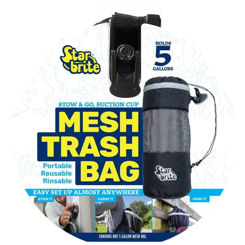 Mesh Trash Bag with Locking Suction Cup & Litter Guard Cinch Tie