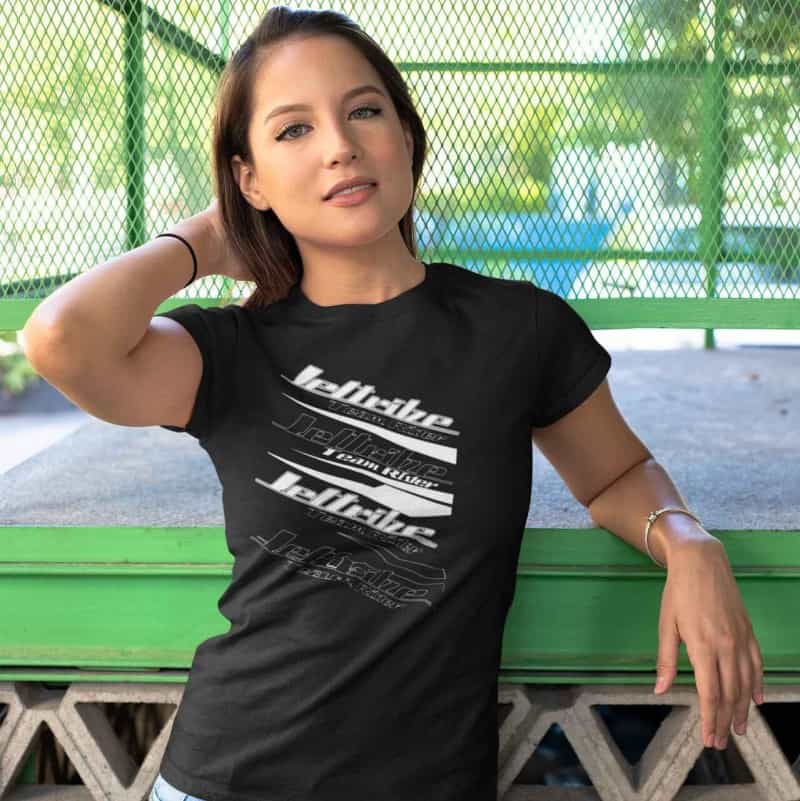 Ladies Team Rider Logo Stack T-Shirt Black