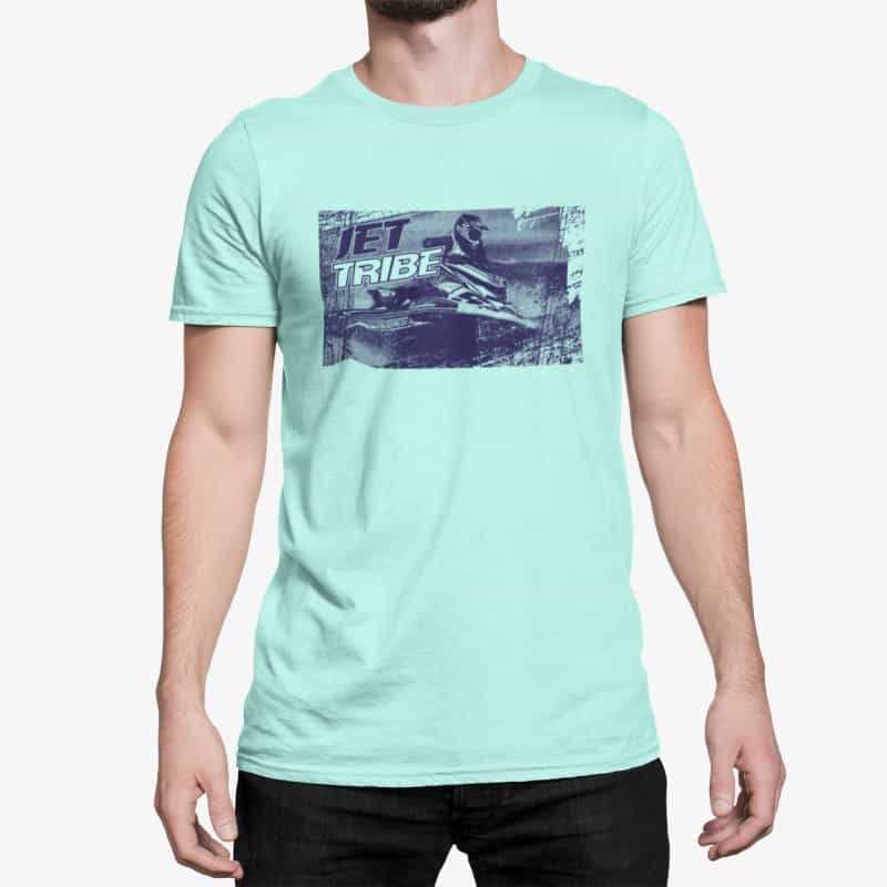 Newsprint Sitdown Men's T-Shirt - Aqua Blue/Green Color