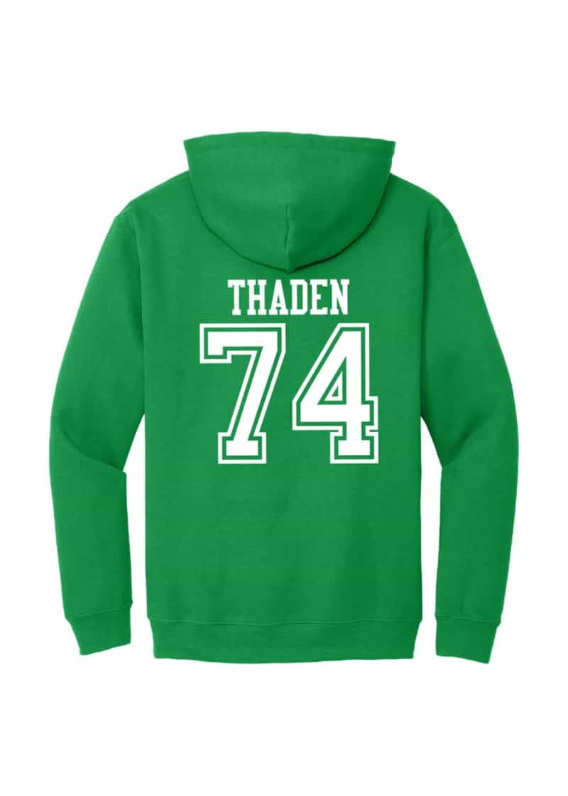 #74 Tyler Thaden North Dakota Football Adult Hood