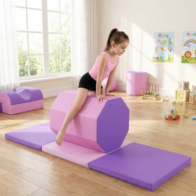 Octagon Tumbling Mat And Tri-Fold Gym Mat Set With Cover