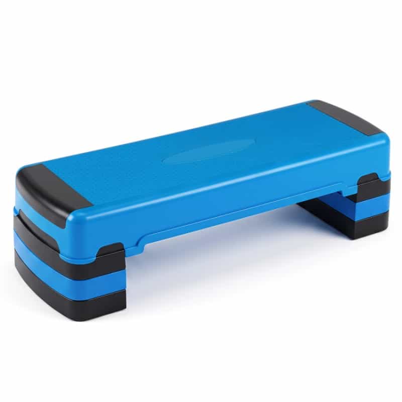 35 Inch Aerobic Cardio Adjustable Exercise Stepper With Risers-Blue