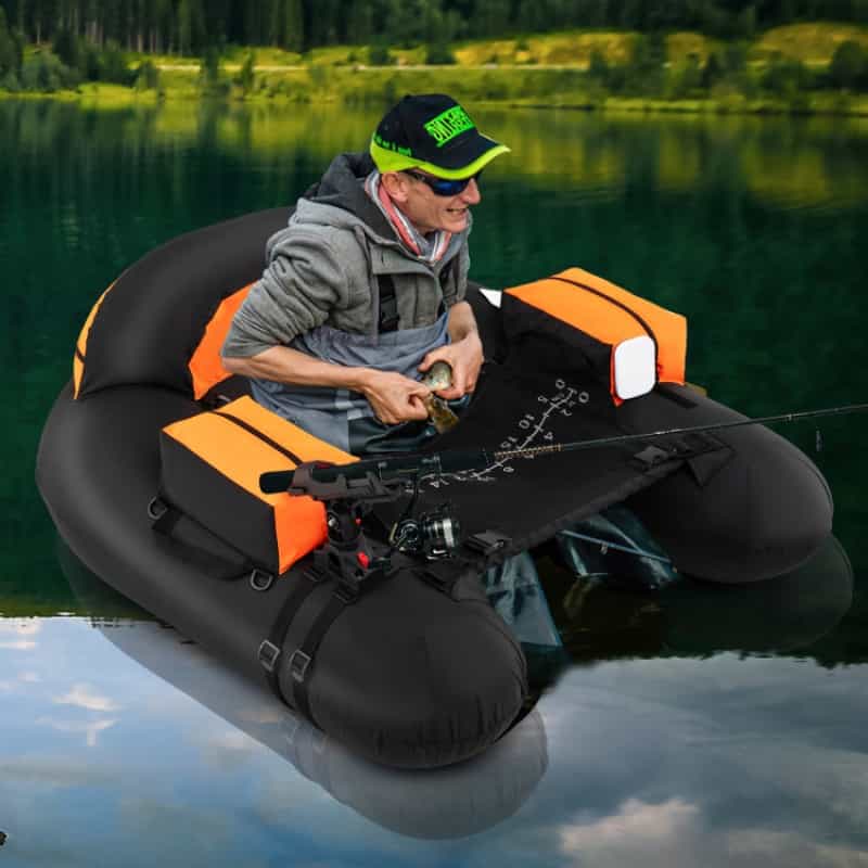 Inflatable Float Tube With Adjustable Fishing Rod Holder
