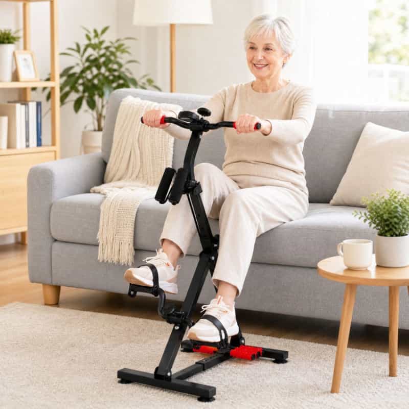 Adjustable LCD Pedal Exercise Bike With Massage - Red