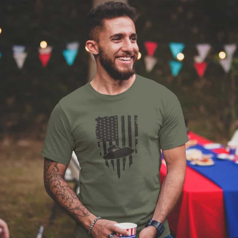 Sitdown Flag Men's T-Shirt - Military Green Color