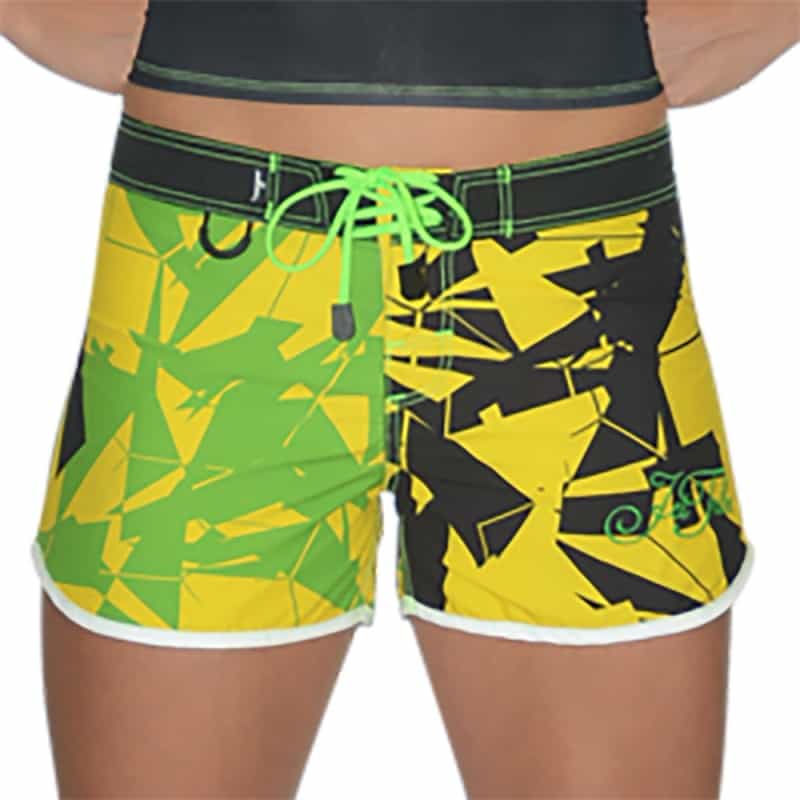 Shattered Ladies Board Shorts Yellow / Green