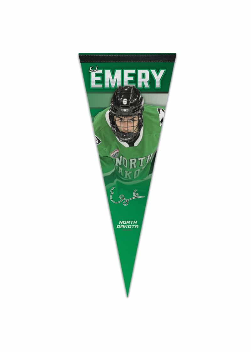 E.J. Emery #6 Und Hockey 12" X 30" Player Pennant