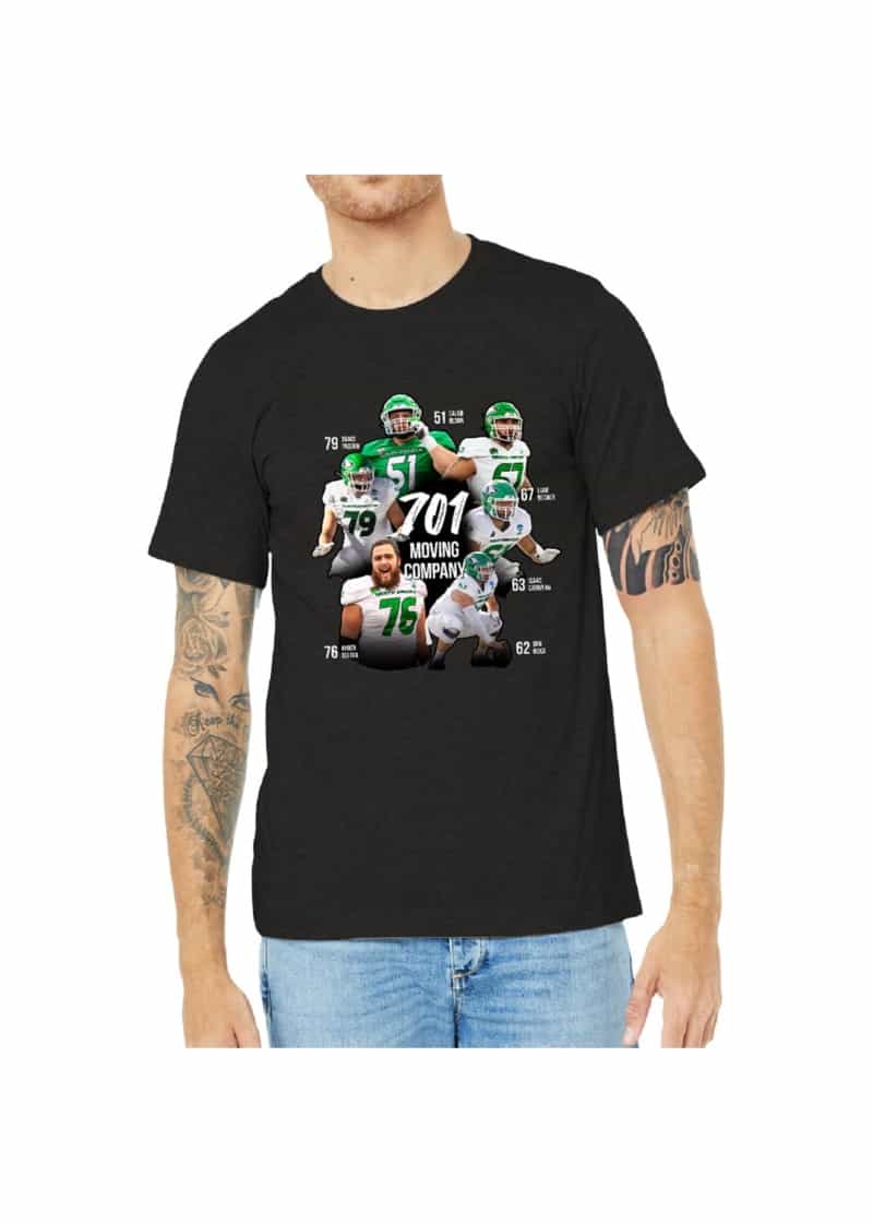 701 Moving Co We Relocate ND Football Adult Tee