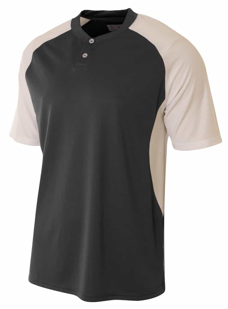 2-Button Henley Jersey with Contrast Stretch Mesh