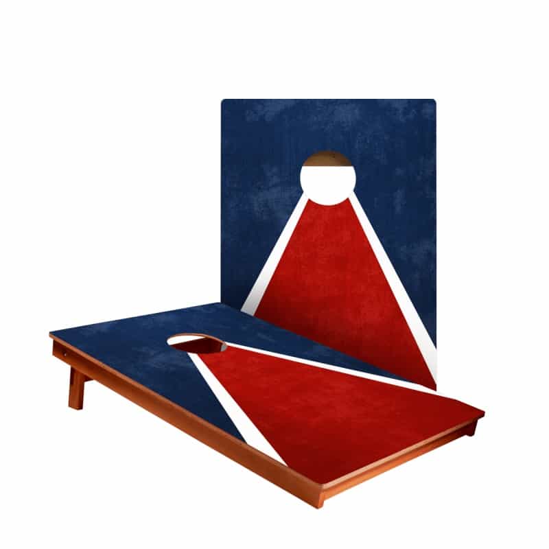 Classic Triangle Blue Red White Distressed Cornhole Boards