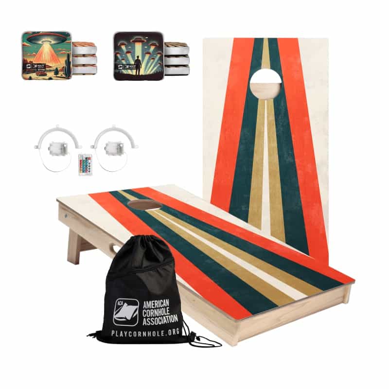 Ufo After Dark 2X4 Cornhole Set With Lights & Reflective Bags