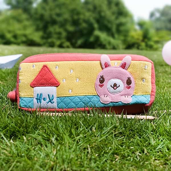 Embroidered Applique Pencil Pouch Bag / Cosmetic Bag - Rabbit's Home