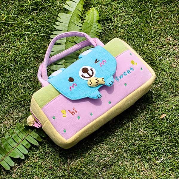 Embroidered Applique Kids Mini Handbag / Cosmetic Bag - Sweet Bear