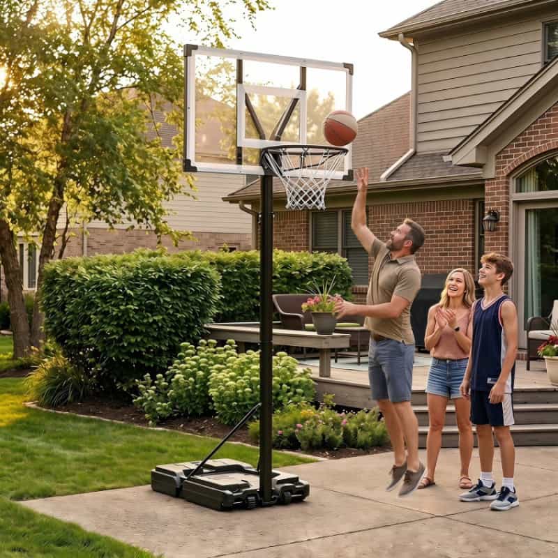 Portable Basketball Hoop With 4.43-10 Ft Adjustable Height
