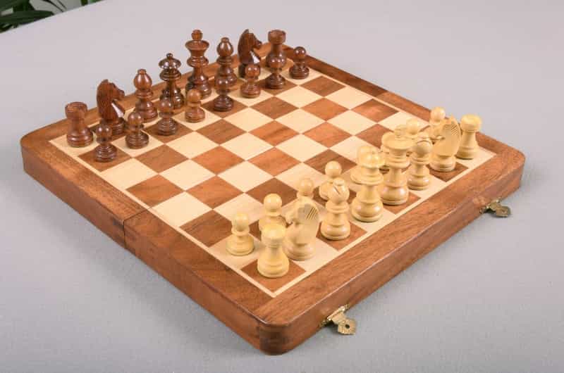 Imperfect - Folding Wooden Magnetic Travel Chess Set - 12"