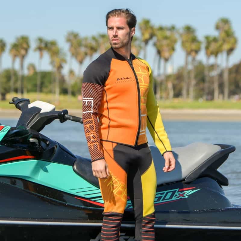 Circuit John & Jacket Wetsuit 2 Piece Set - Orange / Yellow