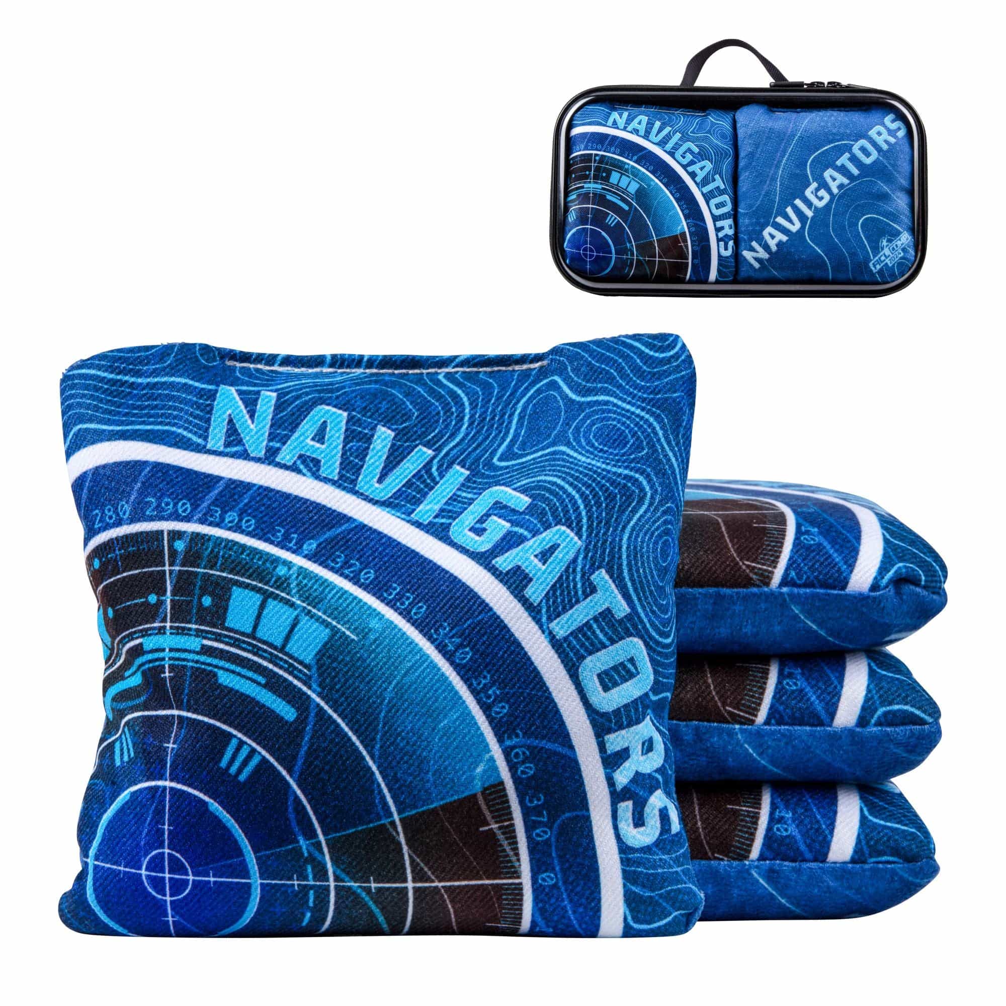 American Cornhole League Comp Blue Navigator Cornhole Bags With Dual Fabric Design