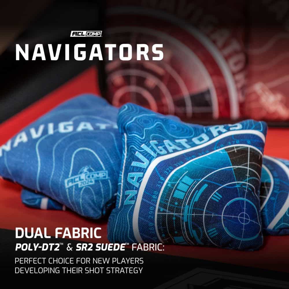 American Cornhole League Comp Blue Navigator Cornhole Bags With Dual Fabric Design