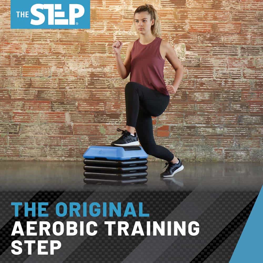 The Step Adjustable High Step Aerobic Platform With 4 Risers - Made In The Usa - Blue