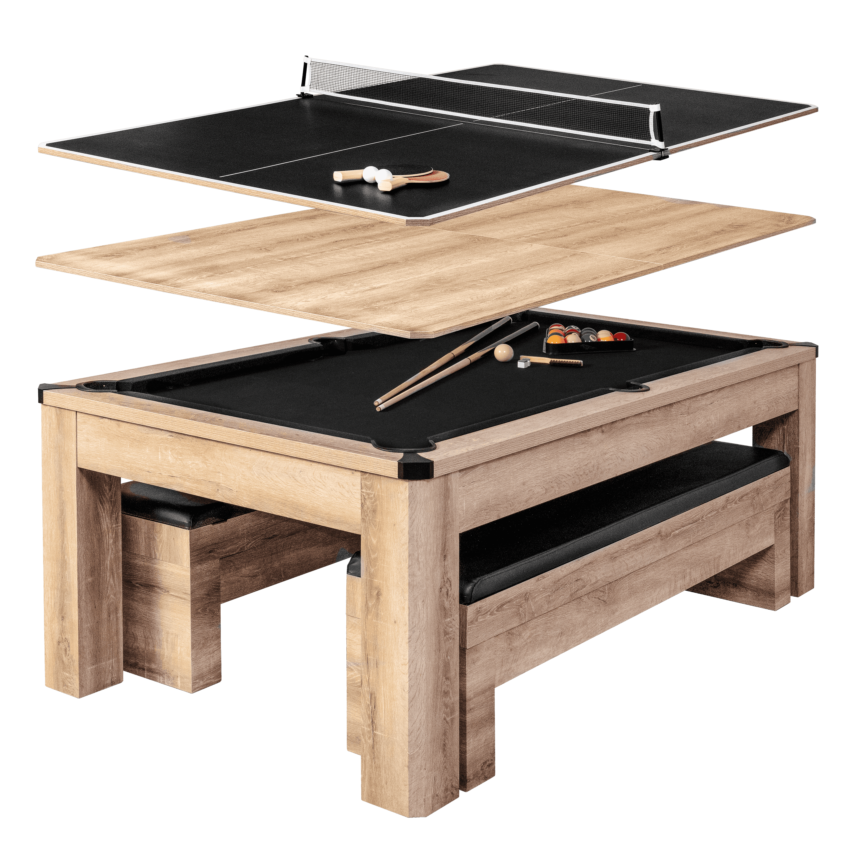 Hampton 3-In-1 Combo Table | Billiards + Ping Pong + Dining