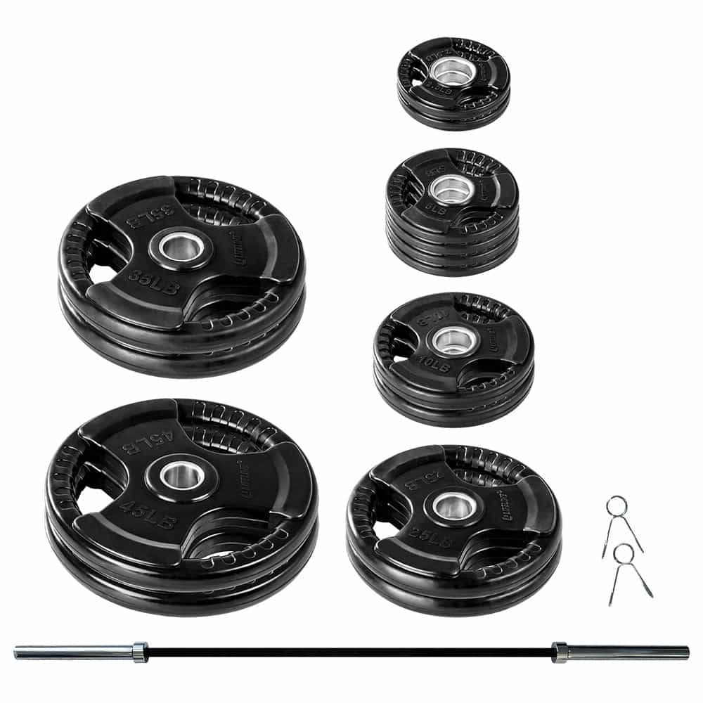 Lifeline Olympic Rubber Grip Plate Sets With Olympic Bar