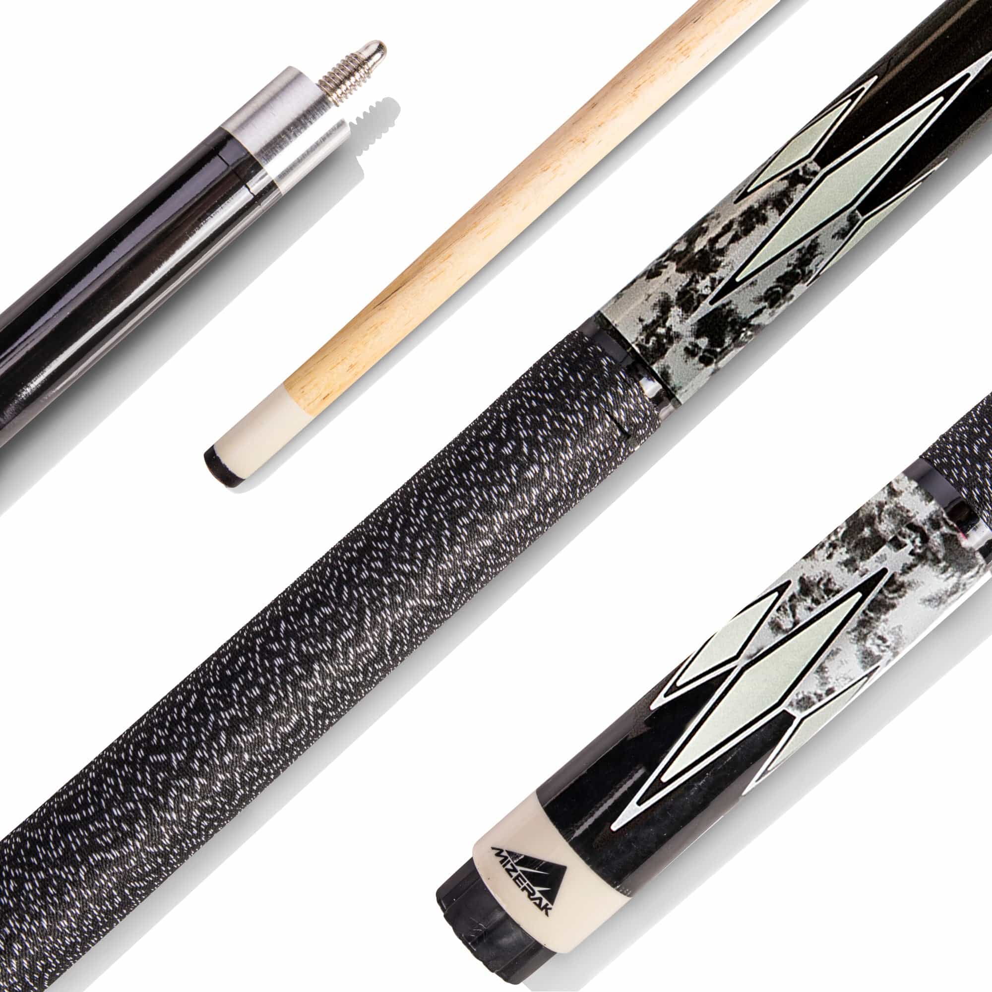 Mizerak 57" Premium Two-Piece Hardwood Cue - Silver