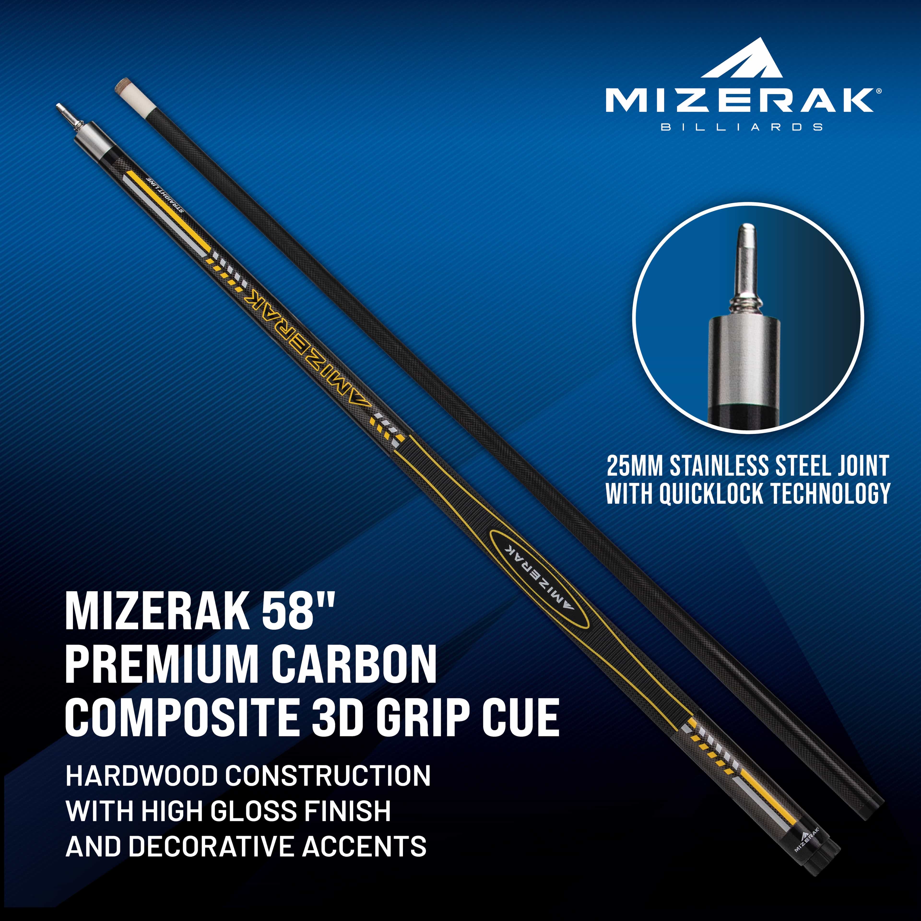 Mizerak 58” Premium Carbon Composite 3D Grip Cue