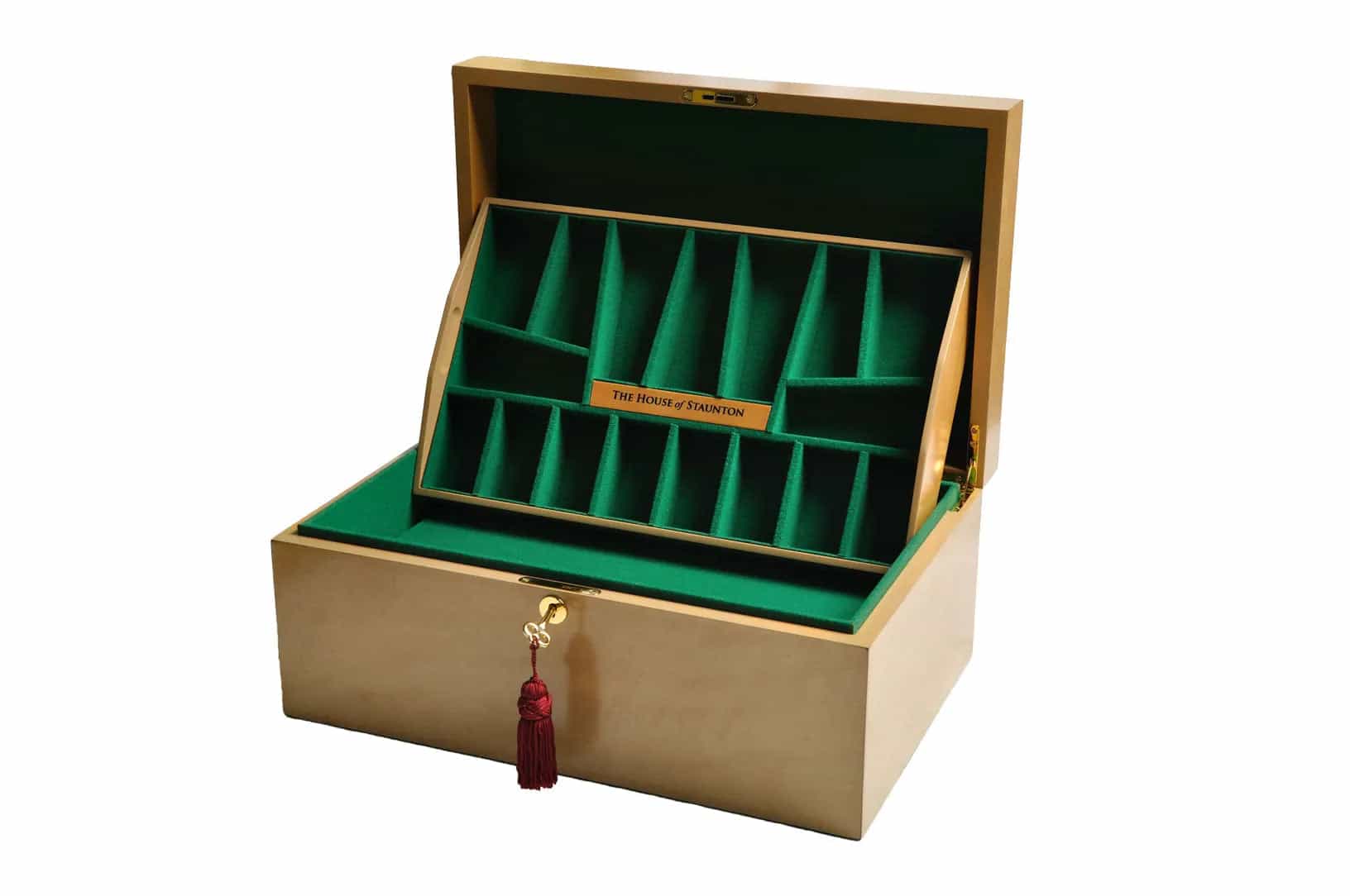 The House Of Staunton New Fitted Coffer Chess Box - Bird's Eye Maple