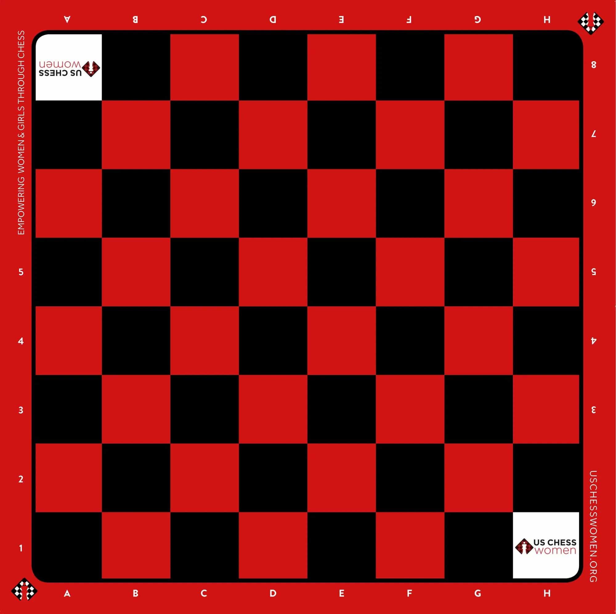 Us Chess Women - Silk Screened Vinyl Chess Board - Red/Black