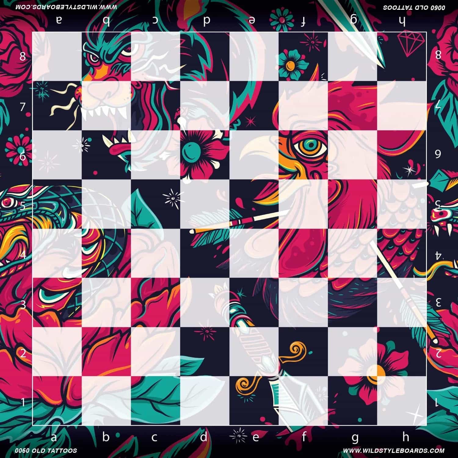 Old Tattoos Full Color Vinyl Chess Board
