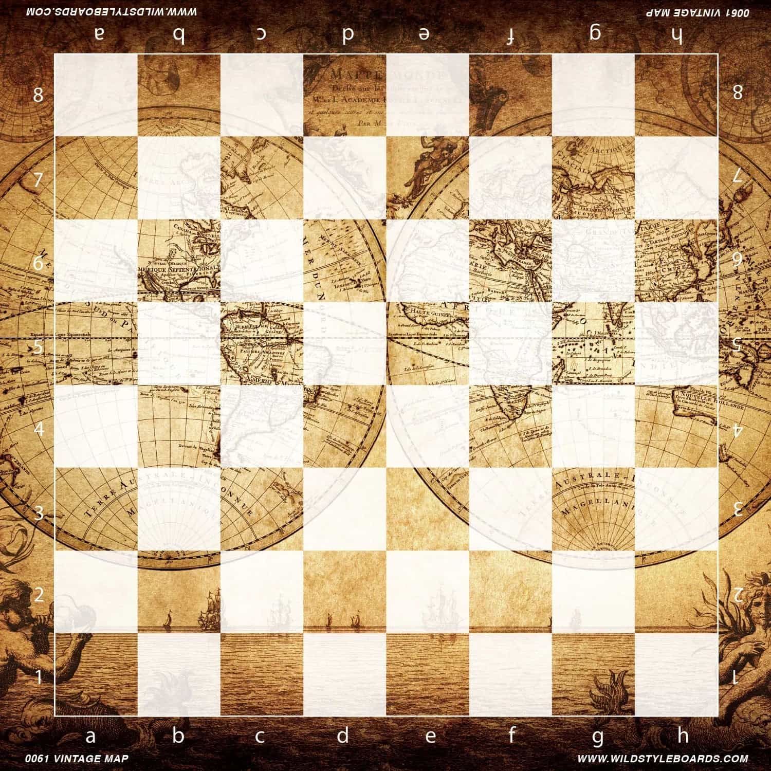 Vintage Map - Full Color Vinyl Chess Board